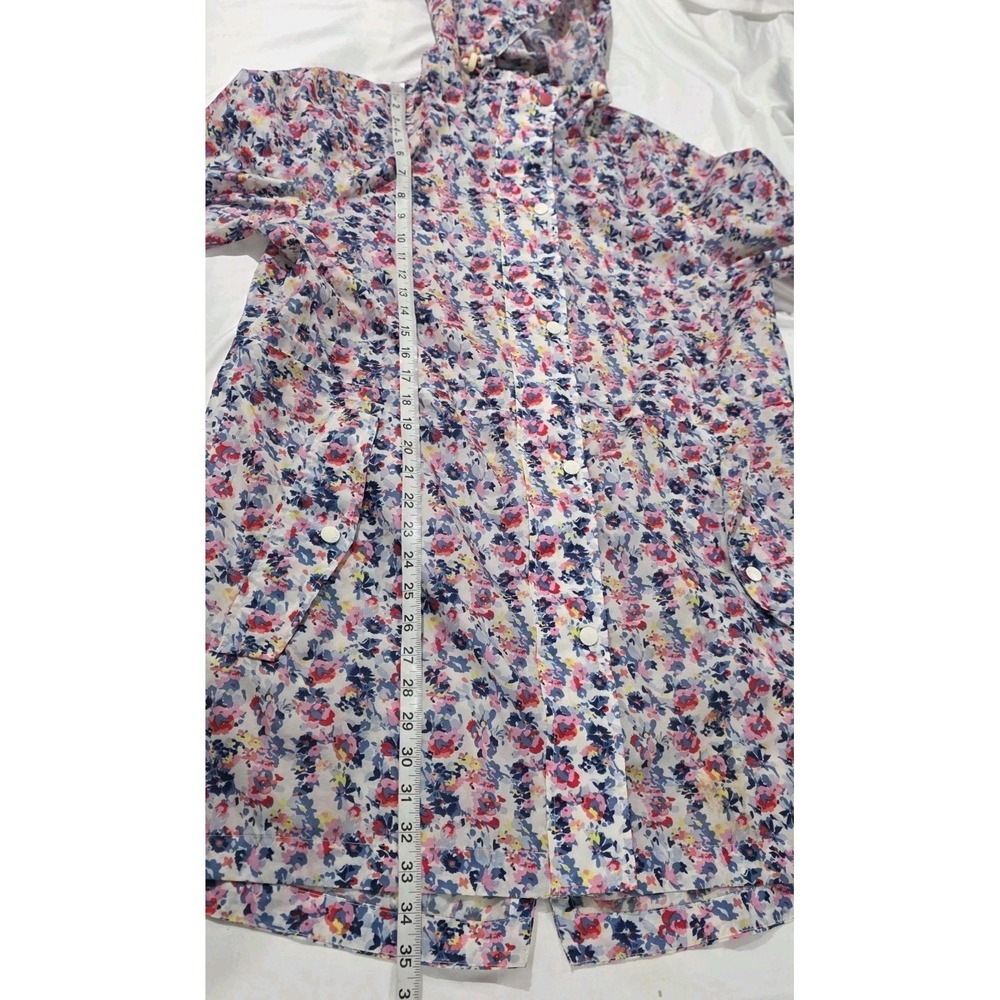 Joules Floral Hooded Trench Coat in Pink, Blue & White - Picture 5 of 6